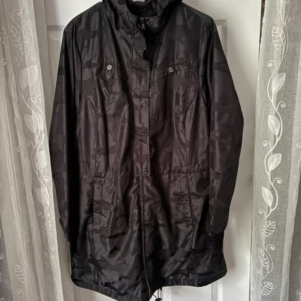 Michael Kors Black Camo Hooded Fleece Lined Parka Jacket Womens Plus Size 1X